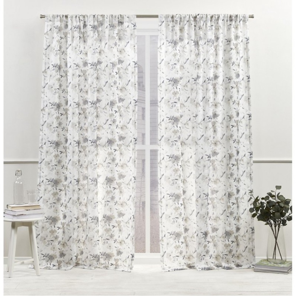 Nicole Miller Hattie Light Filtering, Semi Sheer Rod Pocket Curtain Panels